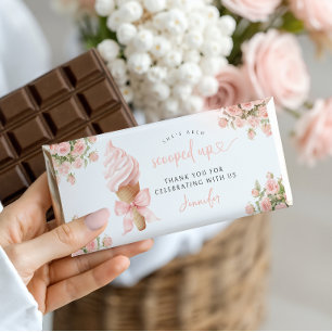 Pink Scooped Up Summer Bridal Shower Chocolate Hershey Bar Favors
