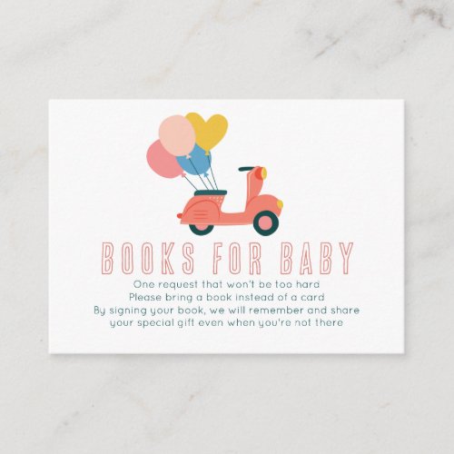 Pink Scooter Balloons Girl Book Request Enclosure Card