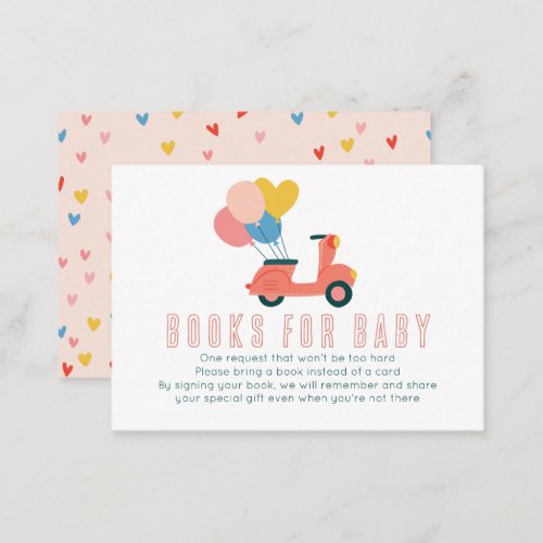 Pink Scooter Balloons Girl Book Request Enclosure Card