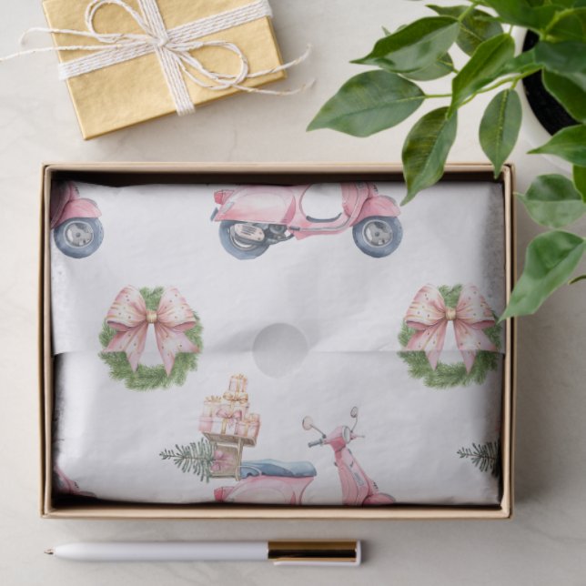 Pink Scooter Christmas Shopping Tissue Paper (Gift)