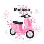 Pink Scooter Classic Round Sticker