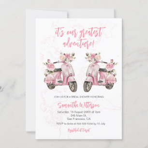 Pink Scooter Greatest Adventure Bridal Shower Invitation