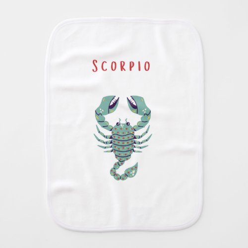 Pink Scorpio, zodiac, star sign Baby Burp Cloth