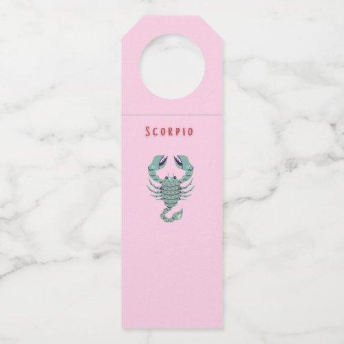 Pink Scorpio, zodiac, star sign Bottle Hanger Tag