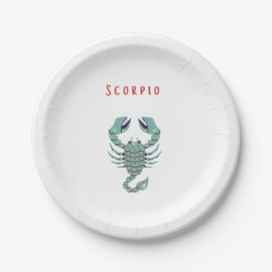 Pink Scorpio, zodiac, star sign Paper Plates