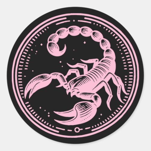 Pink Scorpion Astrology Zodiac Sign Scorpio Classic Round Sticker