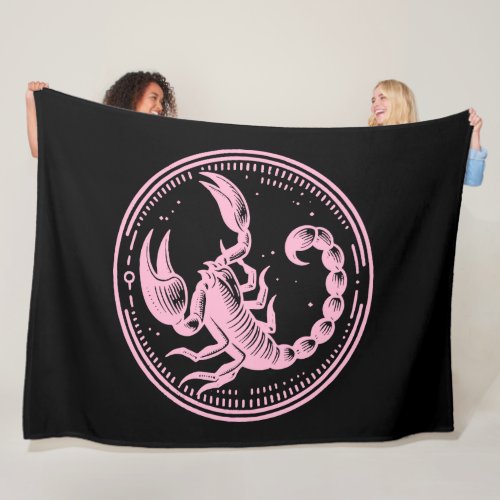 Pink Scorpion Astrology Zodiac Sign Scorpio Fleece Blanket