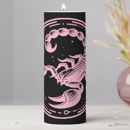 Pink Scorpion Astrology Zodiac Sign Scorpio Pillar Candle