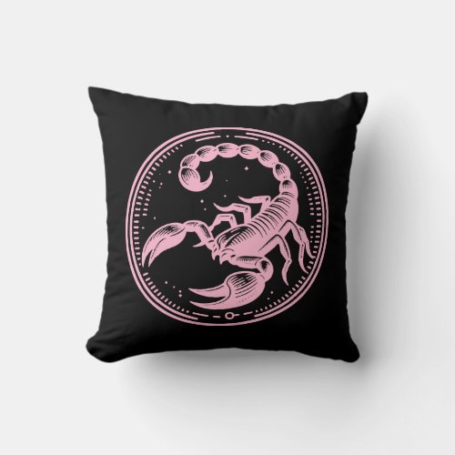 Pink Scorpion Astrology Zodiac Sign Scorpio Throw Pillow