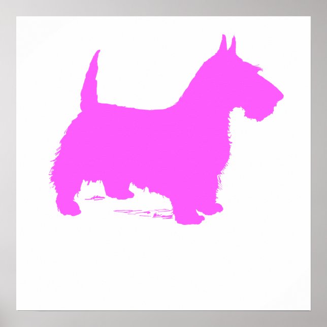Pink Scottie Silhouette Poster (Front)