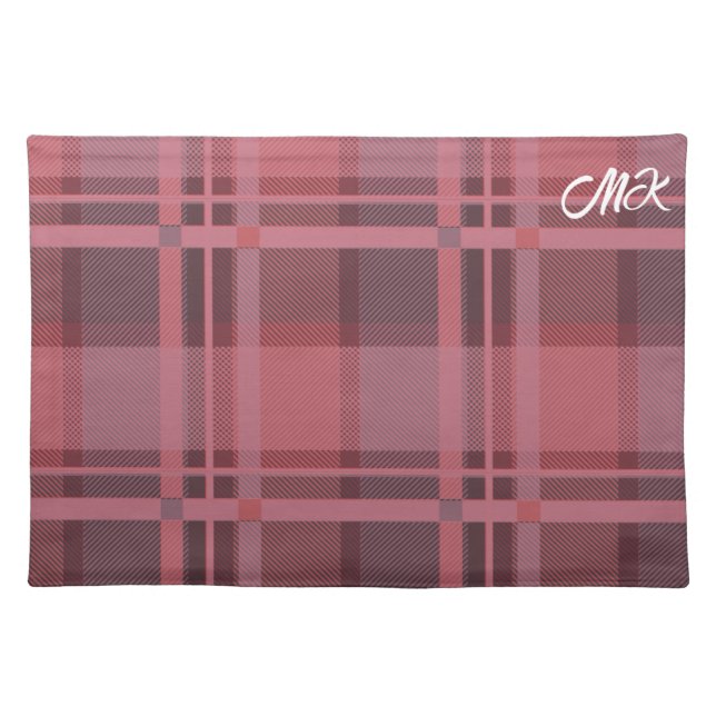 Pink Scottish Lady Tartan Pattern Cloth Placemat (Front)