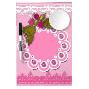 Pink scrapbooking dry erase board with mirror
