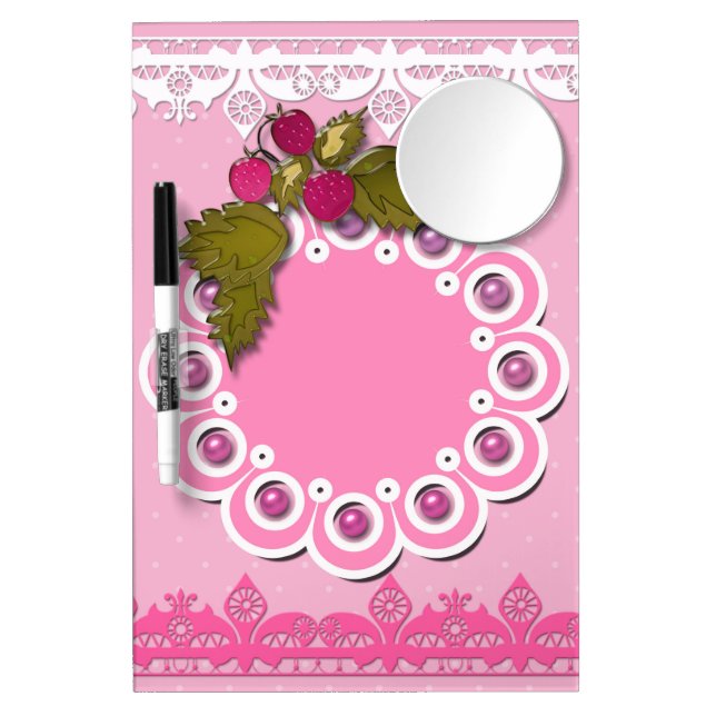 Pink scrapbooking dry erase board with mirror (Front)