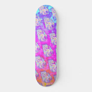 Pink Scribble Cute Girly Dragon Wyvern Inugami Skateboard