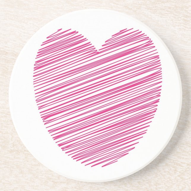 Pink Scribble Heart Coaster (Front)