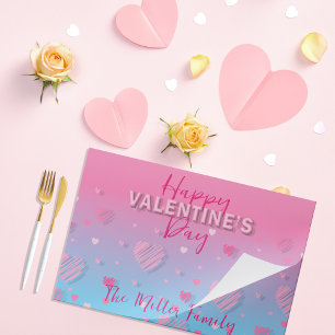 Pink Scribble Hearts Happy Valentine's Placemat