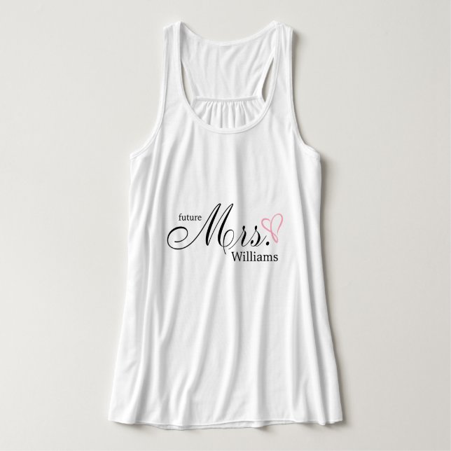 Pink Scribbled Heart Future Mrs Tank Top (Design Front)