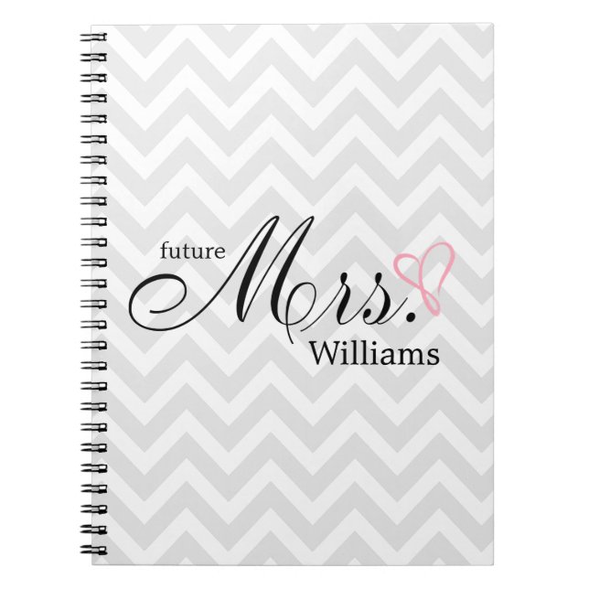 Pink Scribbled Heart Future Mrs Wedding Planner Notebook (Front)