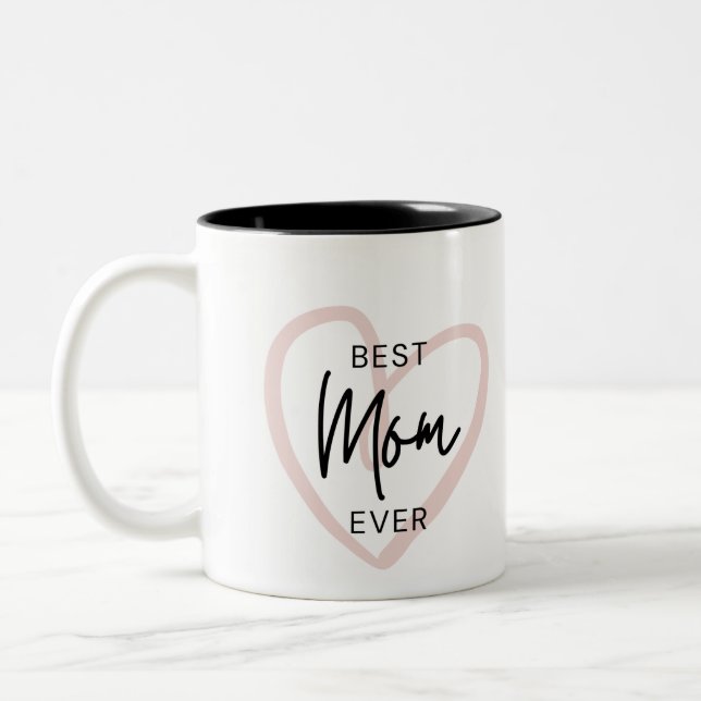 Pink Script Best Mom Ever Mug (Left)
