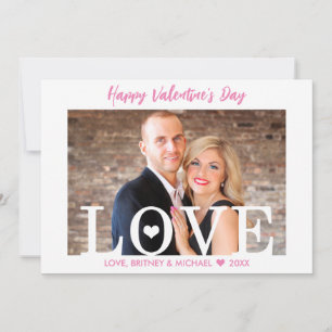 Pink Script Big LOVE Letters Modern Photo Card