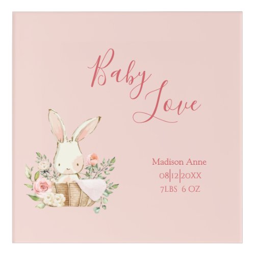 Pink Script Birth Stats Name Nursery Acrylic Print