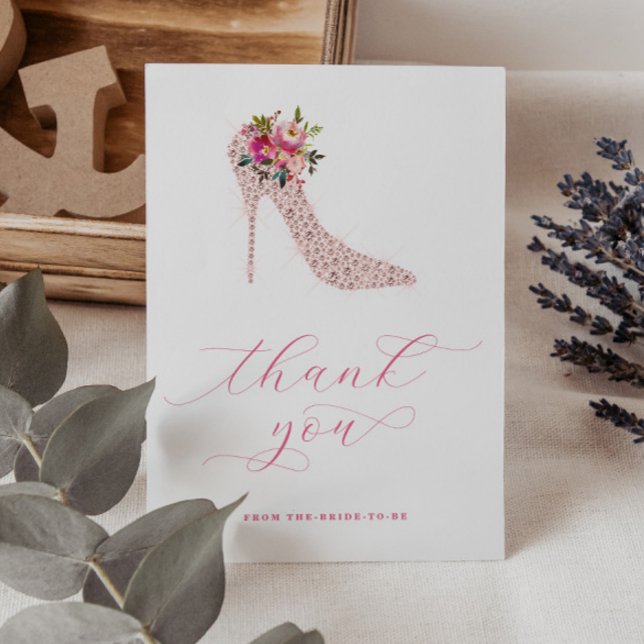 Pink Script Bridal Shower  Thank You Card (Creator Uploaded)