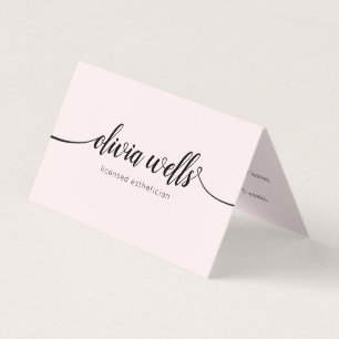 Pink Script Calligraphy Aftercare Instruction Business Card