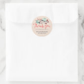 Pink Script Font Thank You Flower Wedding Sticker (Bag)