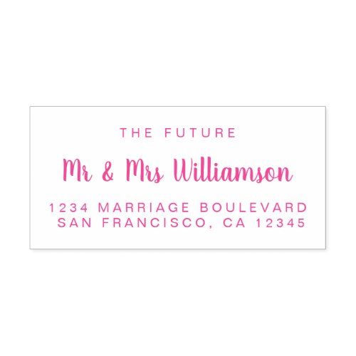 Pink Script Future Mr Mrs Wedding Return Address Self_inking Stamp