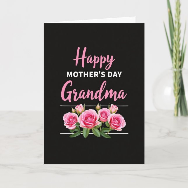 Pink Script Grandmas Day Card (Front)
