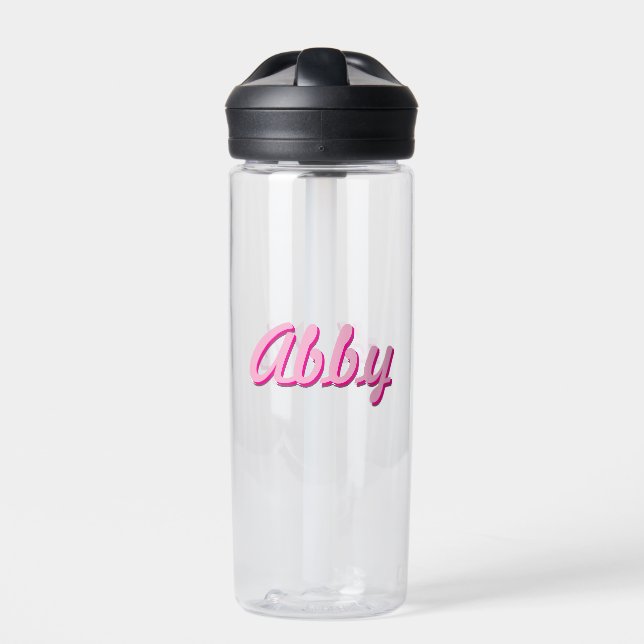 Pink Script Handwriting Fun Sports Custom Water Bottle (Front)