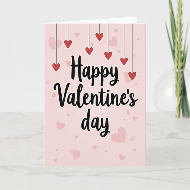 Pink Script Happy Valentines Day Card (Front)