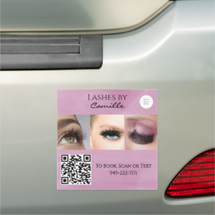 Pink Script Logo QR Code Photo Lash Car Magnet