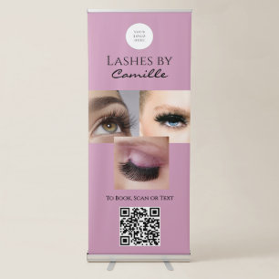 Pink Script Logo QR Code Photo Lash Retractable Banner