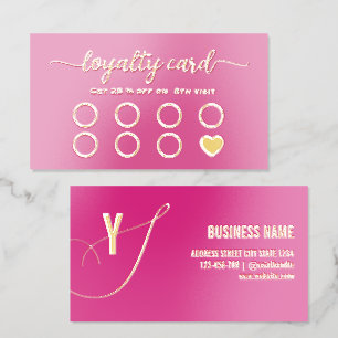 Pink Script Monogram luxury Foil Loyalty card