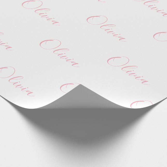 Pink Script Name Girly Elegant  Wrapping Paper (Corner)