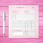 Pink Script Small Business Sales Invoice Receipt Notepad at Zazzle