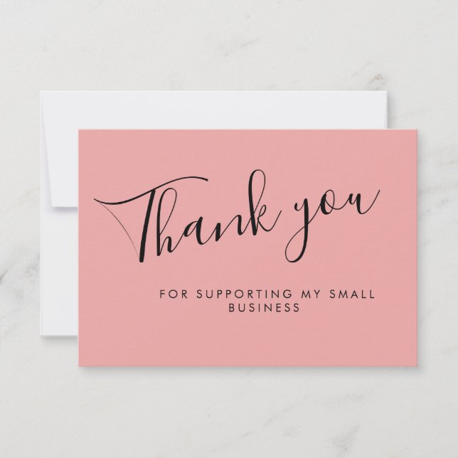 Pink Script Thank You Card Discount Review Busines (Front)