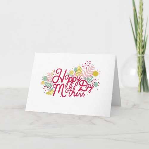 Pink Script with Flowers Mothers Day Card