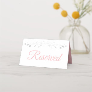 Pink Script with Silver Border Wedding Reserved Place Card