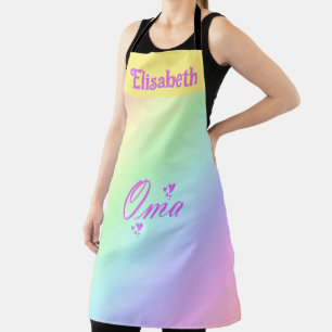 pink scripture, congratulations to oma apron