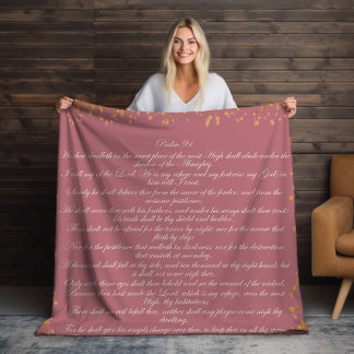 Pink Scripture, Psalm 91 Christian Bible Verse Sherpa Blanket