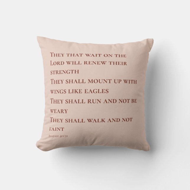  Pink Scripture Verse Isaiah 40 Throw Pillow (Front)