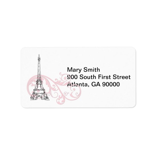 Pink Scrolls and Eiffel Tower Label (Front)