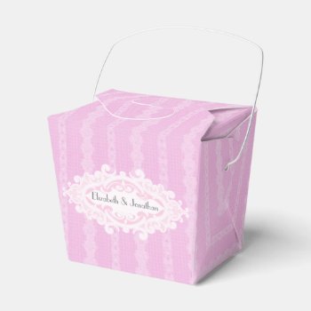 Pink Scrolls And Ribbons Wedding Favor Boxes by grnidlady at Zazzle