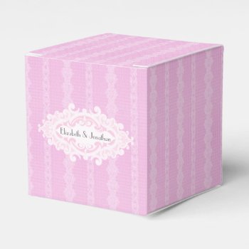 Pink Scrolls And Ribbons Wedding Favor Boxes by grnidlady at Zazzle