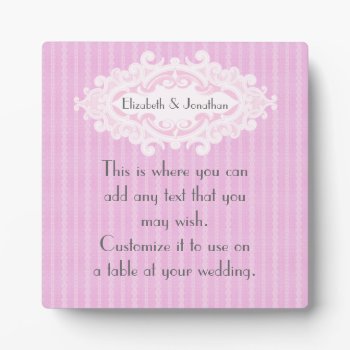 Pink Scrolls And Ribbons Wedding Plaque by grnidlady at Zazzle