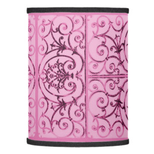 Pink scrollwork pattern lamp shade