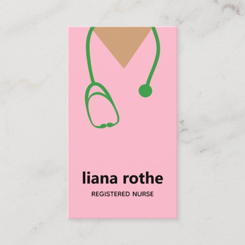 Pink Scrubs and Stethoscope  Business Card