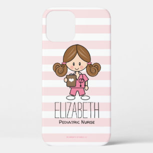 Pink Scrubs Nurse Brunette iPhone 12 Case